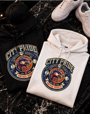 city pride vintage sports hoodie – premium streetwear