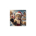 Santa Cat Kiss-Cut Sticker | Realistic Christmas Portrait