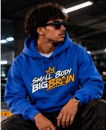 small body big brain hoodie – premium blue streetwear sweatshirt