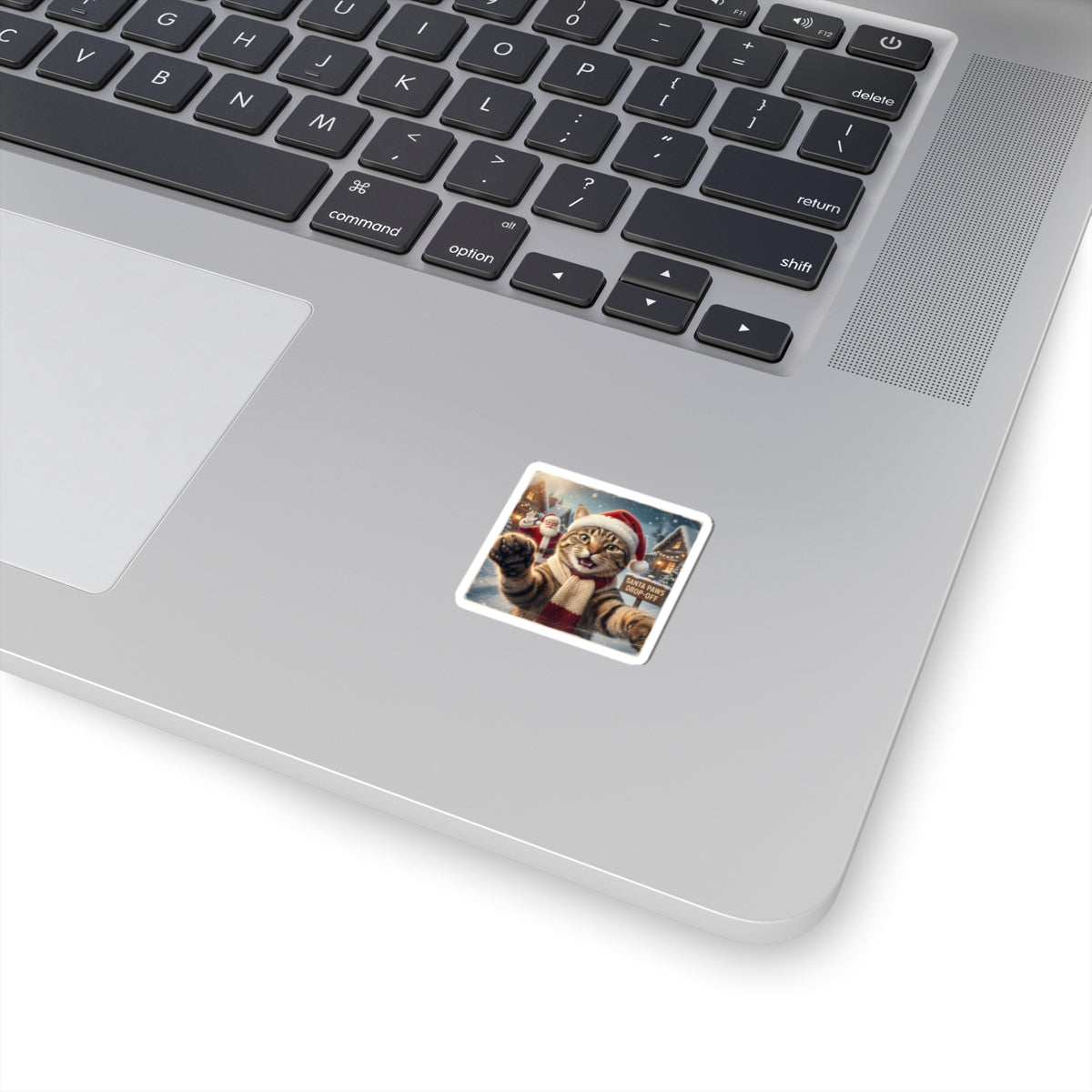Santa Cat Kiss-Cut Sticker | Realistic Christmas Portrait