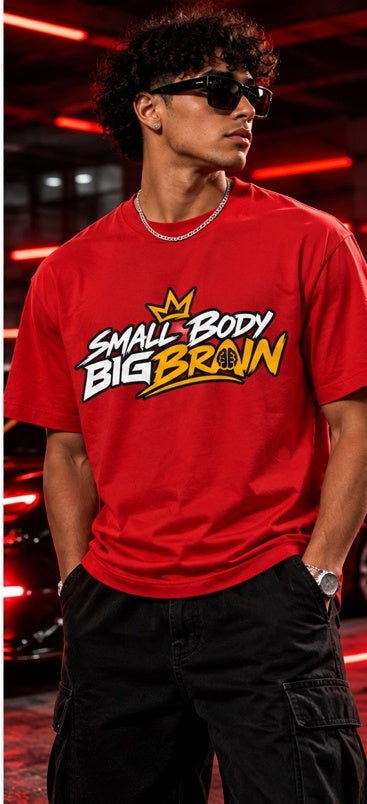 small body big brain streetwear t-shirt – premium black & red graphic tee