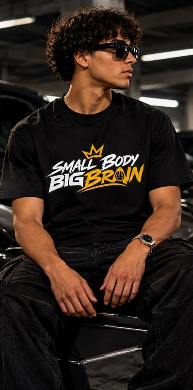 small body big brain streetwear t-shirt – premium black & red graphic tee