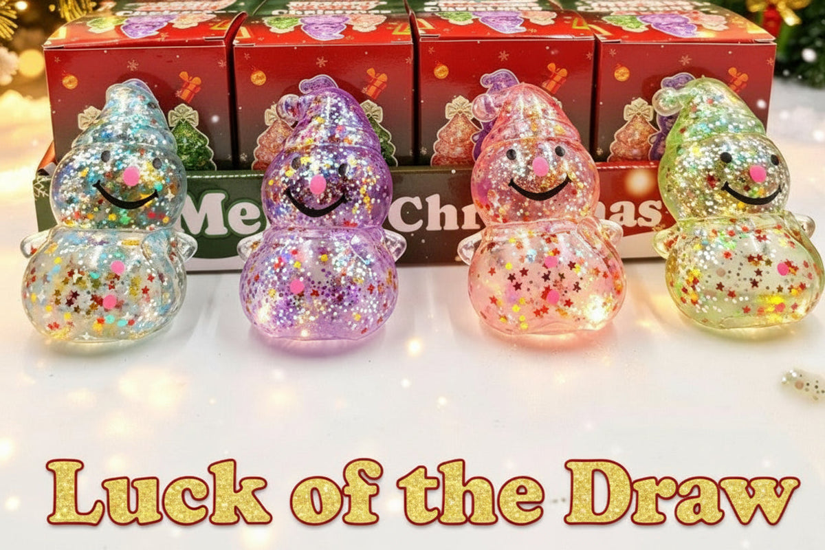 Glitter filled Santa or Christmas Tree Squishy Toy- Luck of the Draw