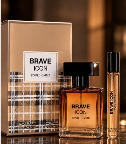 brave icon pour homme fragrance set with travel spray