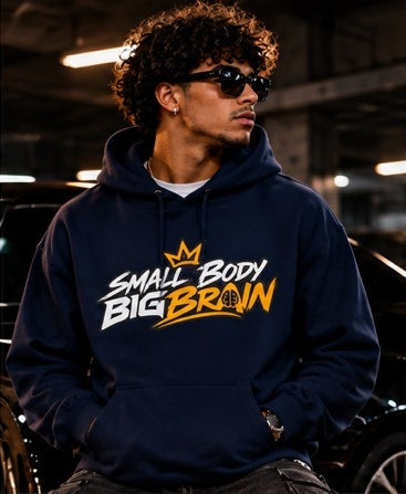small body big brain hoodie – premium blue streetwear sweatshirt
