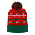 Reindeer Snowflake Pattern Pom Pom Winter Beanie Hat