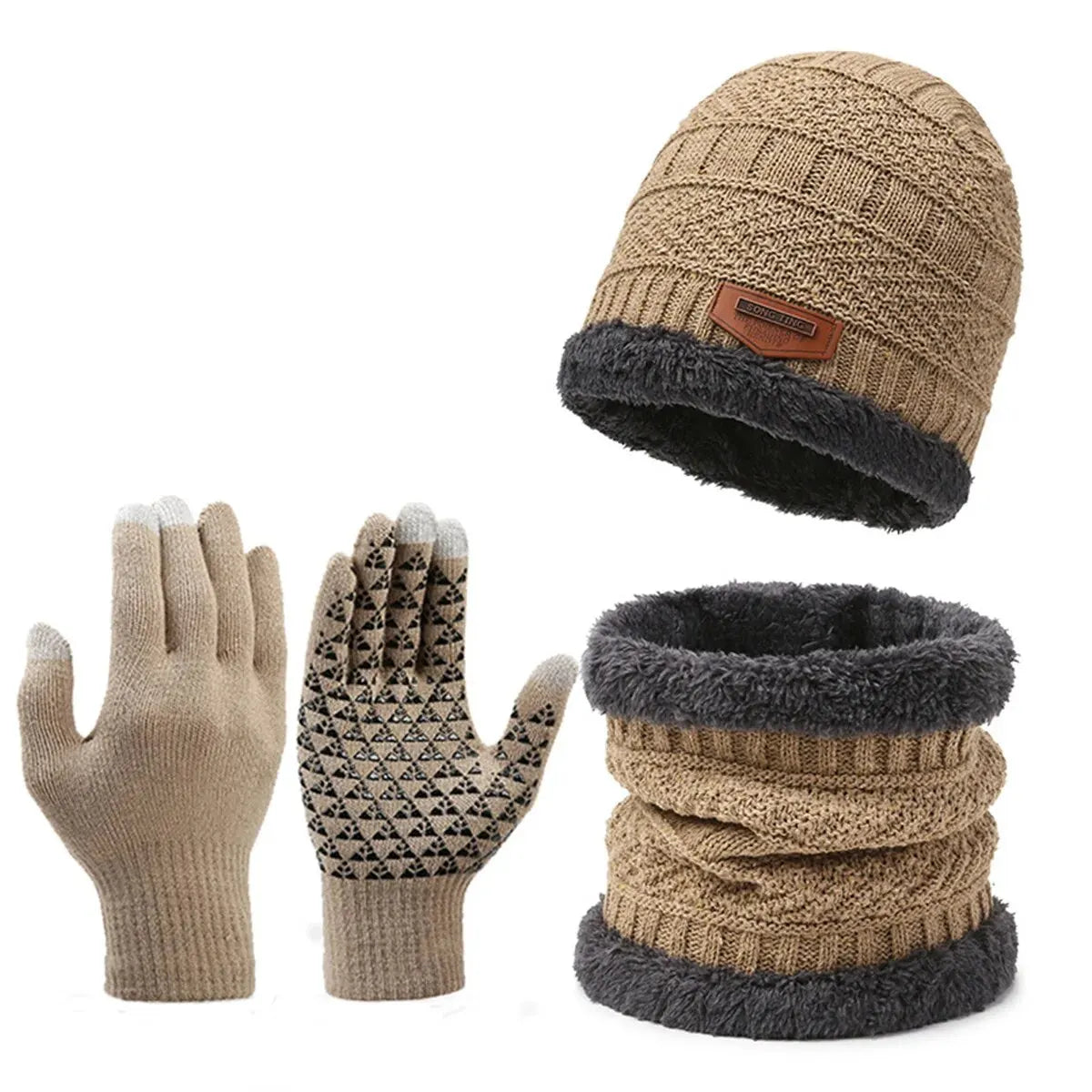 Men's Winter Hat Scarf Gloves Set – Warm Knit Accessories
