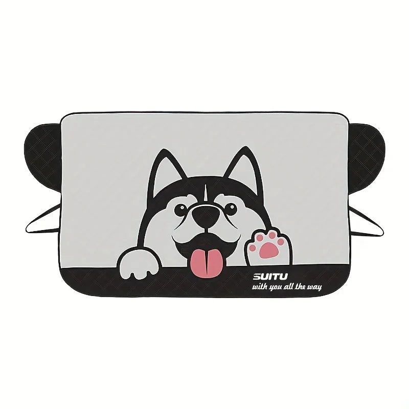Universal Cartoon Front Car Snow Frost Cover | Windshield Frost Protection & Sunshade