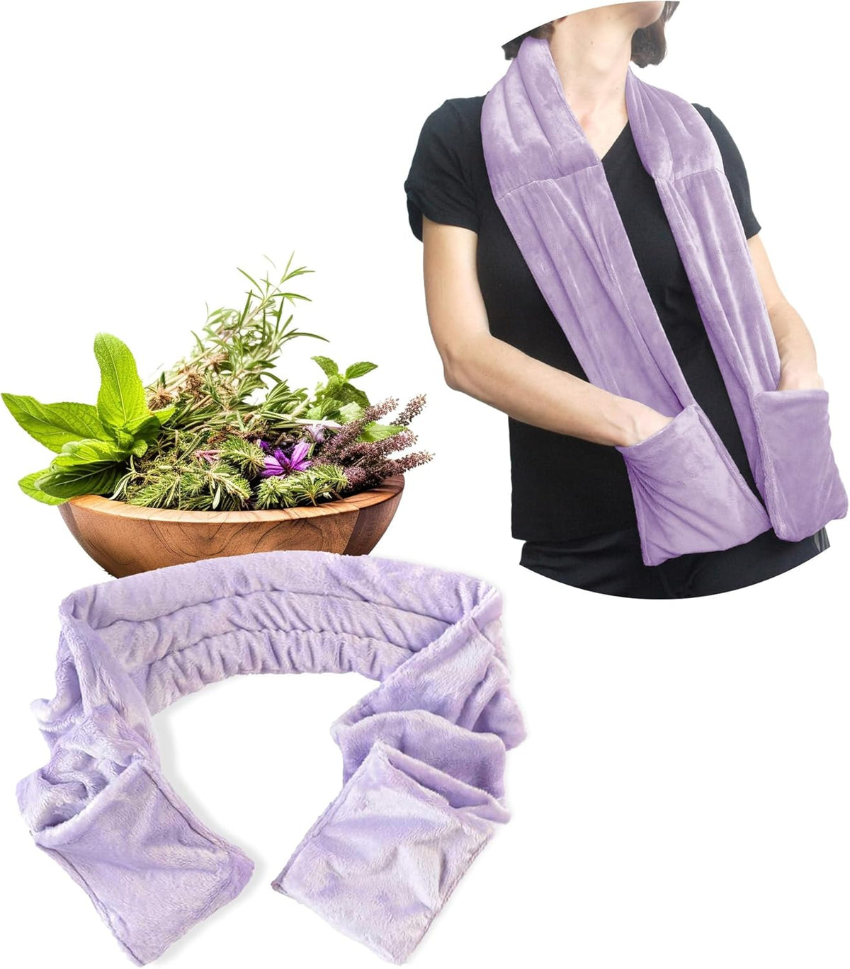 Warming Scarf for Soothing Hot/Cold Aromatherapy, Winter Warm Scarves with Pocket