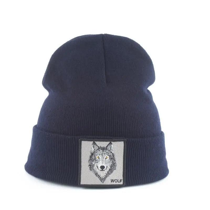 Fashionable Warm Animal Theme Wolf Knitted Unisex Beanies For Women Soft And Comfortable Beanies For Winter And Autumn