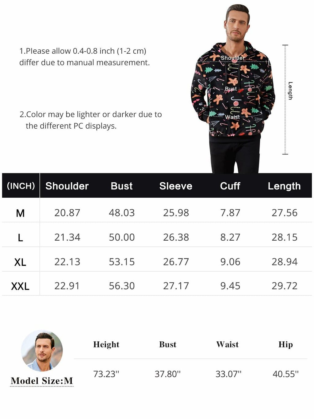Runcati Mens Green Ugly Christmas Sherpa Hoodie Pullover Sweatshirt