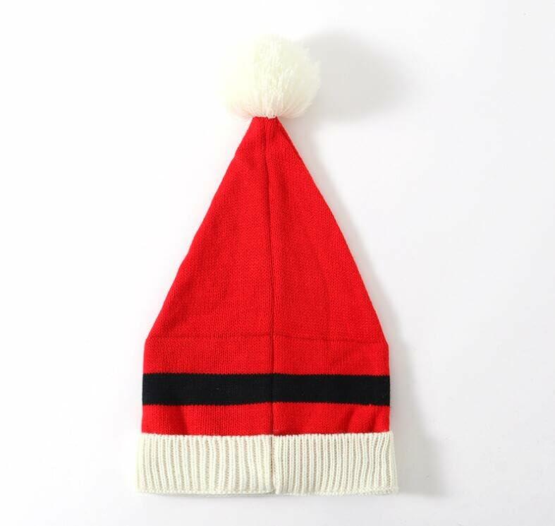 INOGIH Christmas Santa Hat Knitted Beanie Pom Pom Winter Cap Unisex - Size M