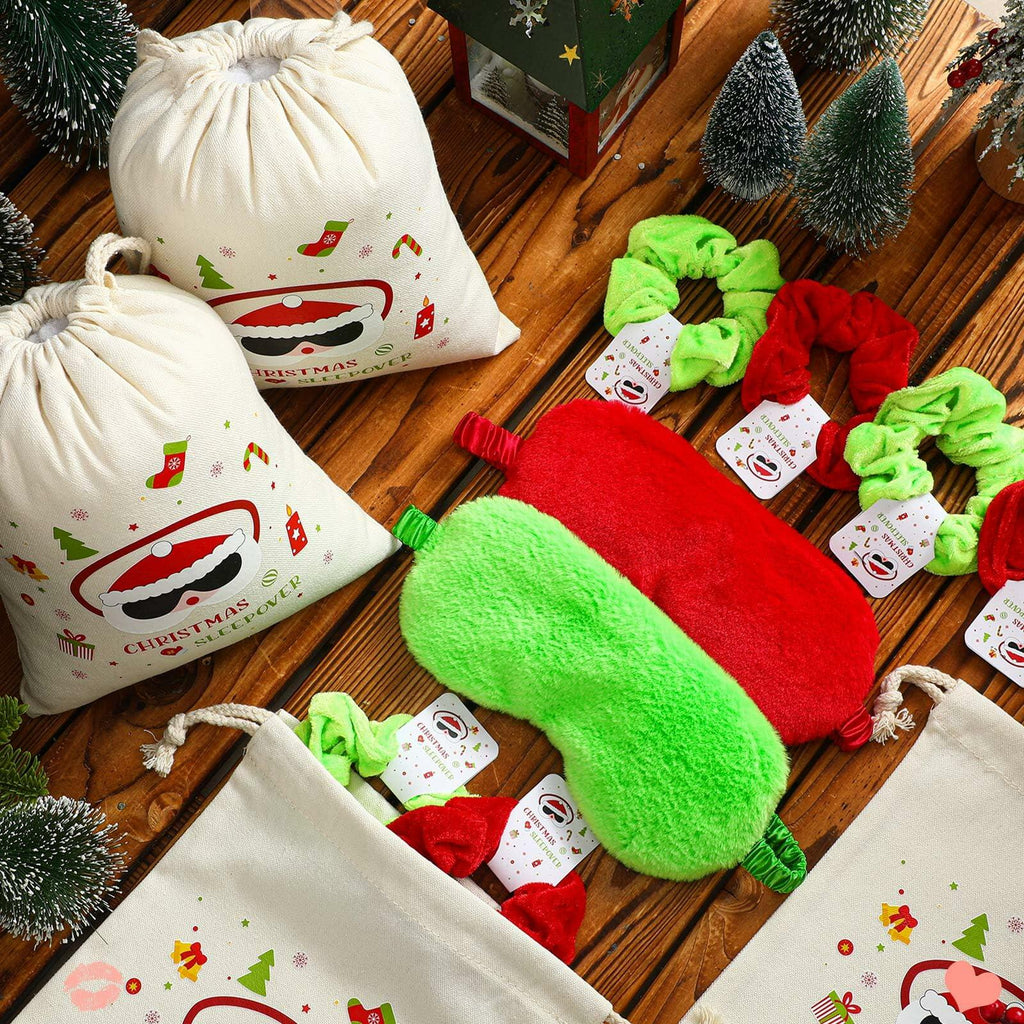 Bunnycool Christmas Hair Scrunchies & Sleep Eye Mask Set 24 Pcs
