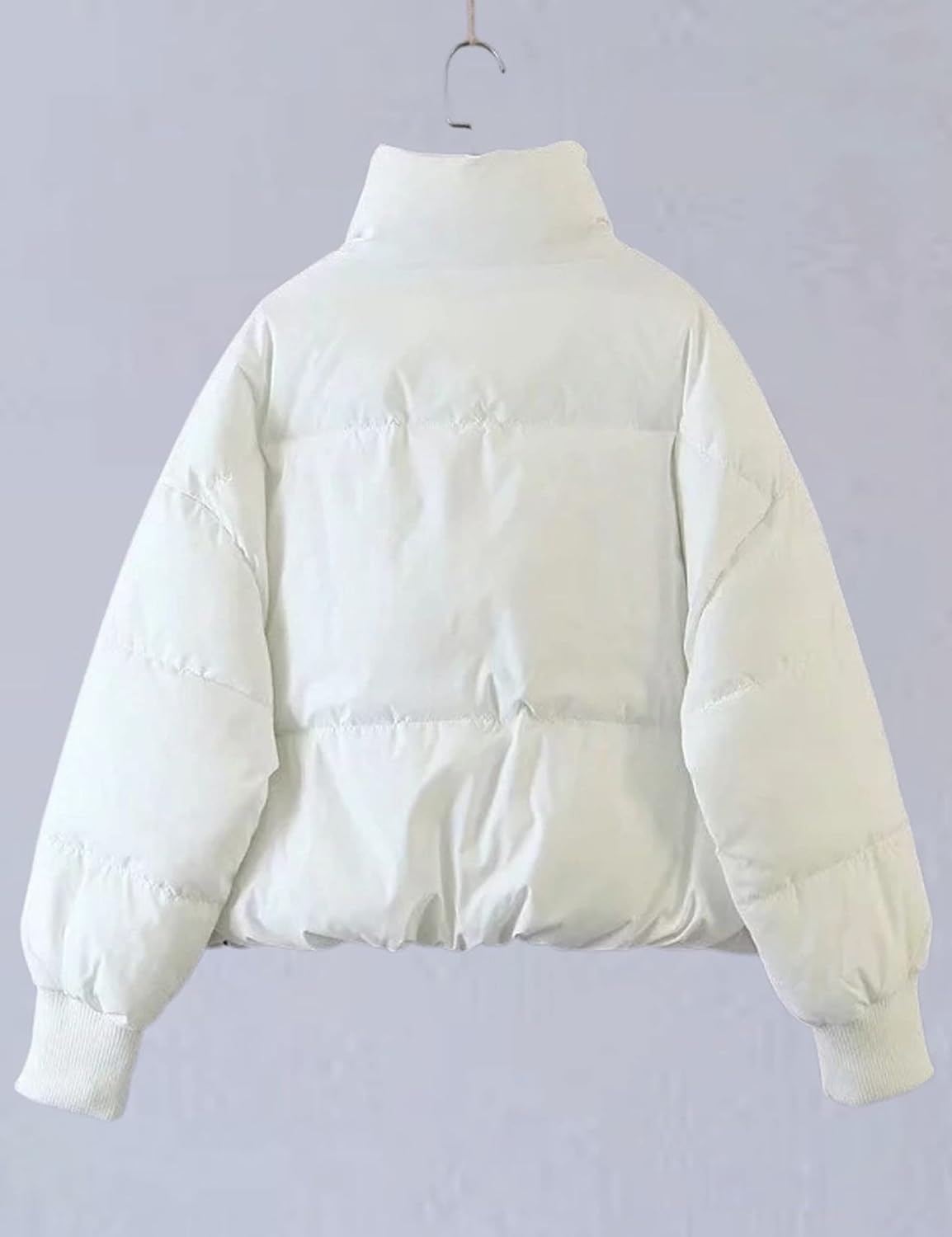 Unilexi Womens Casual Cropped Puffer Jackets Oversized Padded Stand Collar Winter Coats