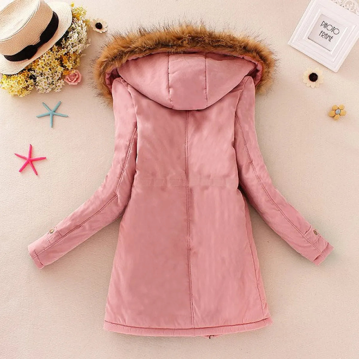 Women's Winter Cotton Jacket - Hooded Slim Fit Warm Parka